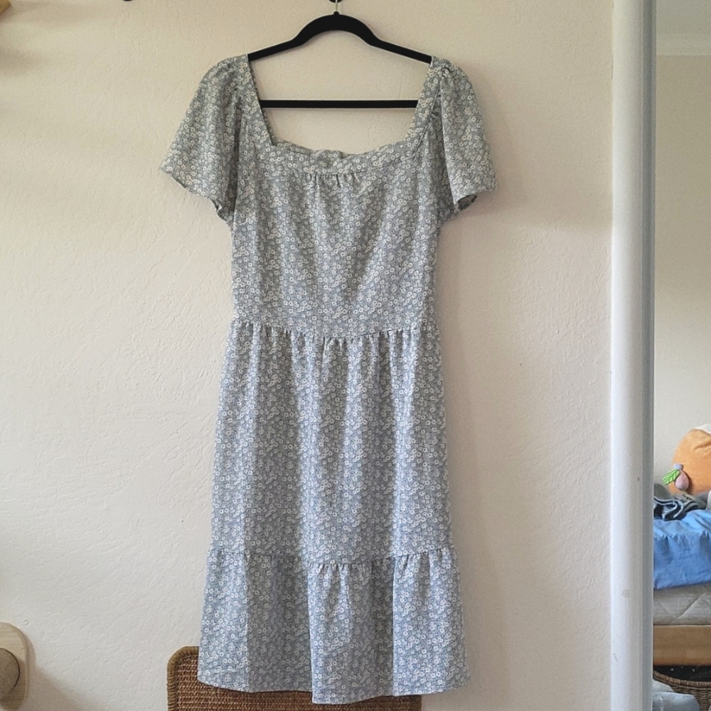 blue floral dress